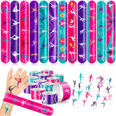 48PCS Gymnastics Party Favors 24PCS Tattoos 24PCS Slap Bracelets Wristbands Themed Birthdays Party Supplies Decorations Decor Pattern Girls Boys Gifts School Classroom Prize Carnival Christmas Reward